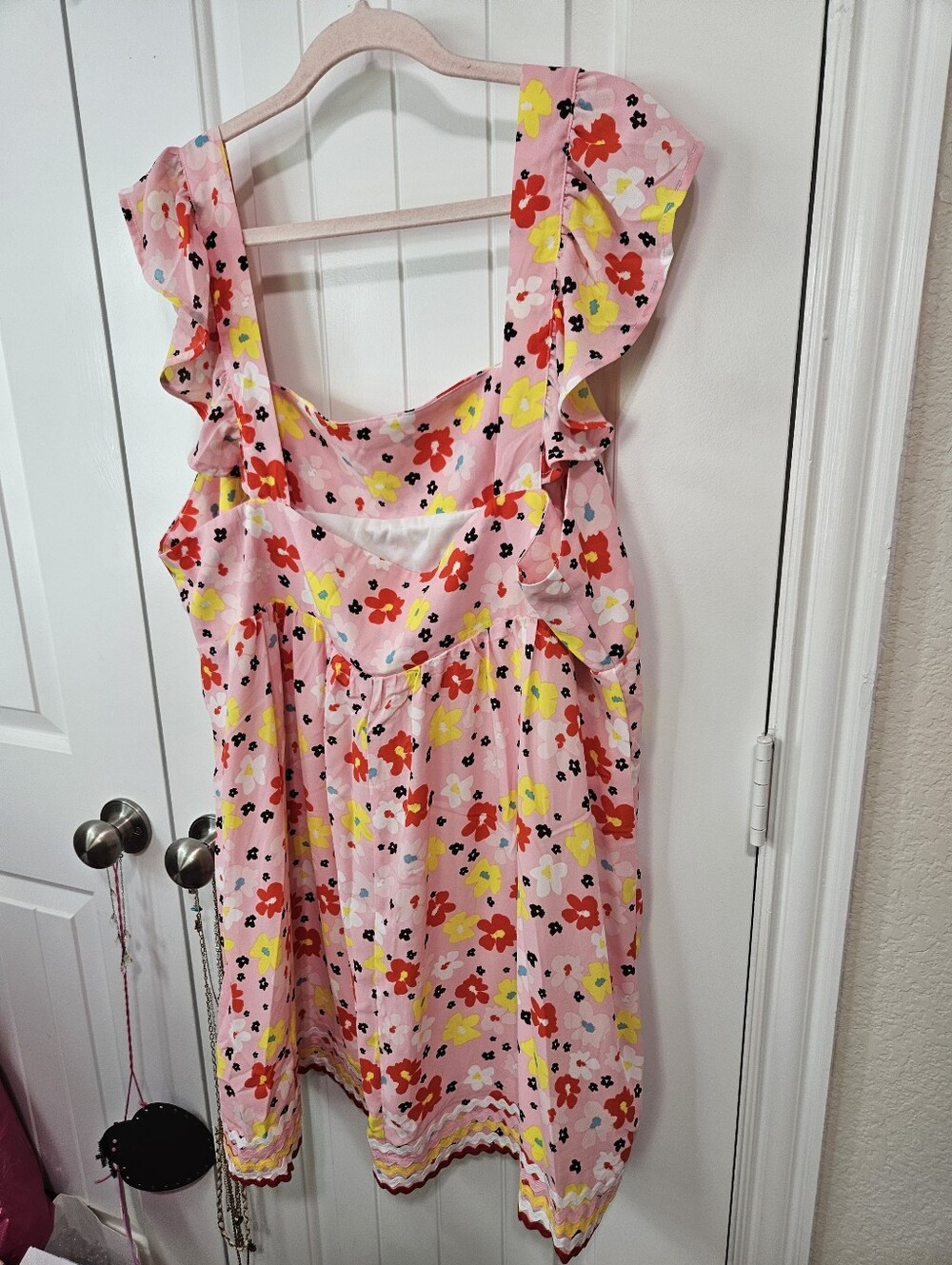 Pink Floral Ruffle Shoulder Sundress - Picture 11 of 14
